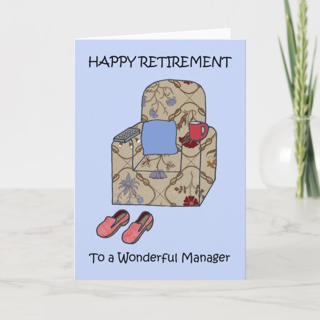 Manager Happy Retirement Cute Armchair Card (Front)
