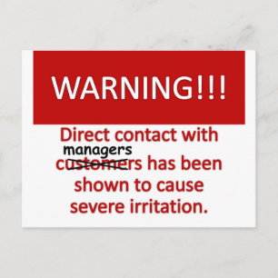 Manager Warning Postcard