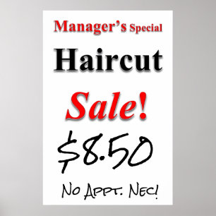 Manager's Special Haircut Sale Beauty Salon Poster