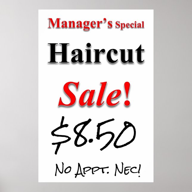 Manager's Special Haircut Sale Beauty Salon Poster (Front)