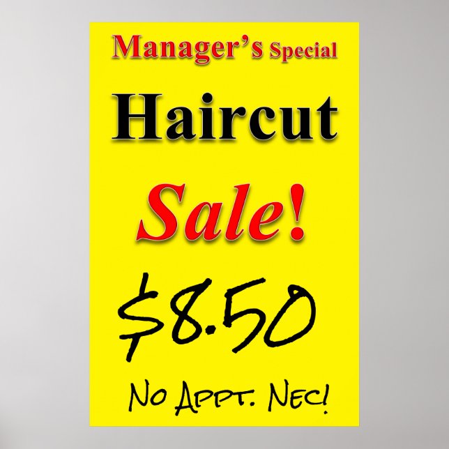 Managers Special Haircut Sale Beauty Salon Poster (Front)