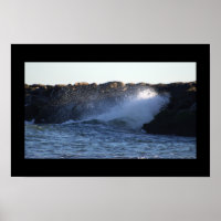 Manahawkin Waves Hitting Jetty Poster