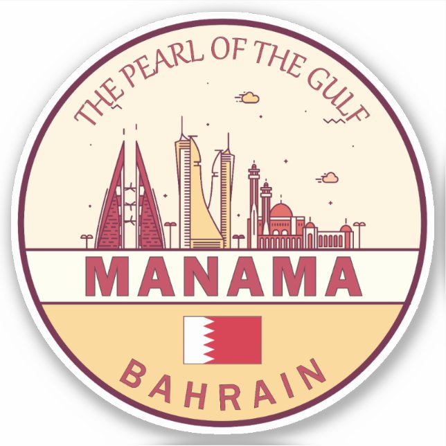 Manama Bahrain City Skyline Emblem (Front)