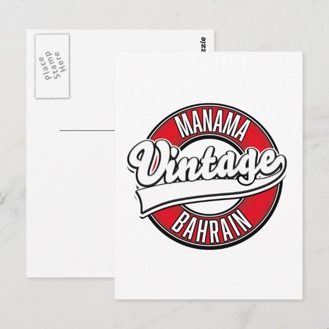 Manama Bahrain Vintage logo Postcard (Front/Back)
