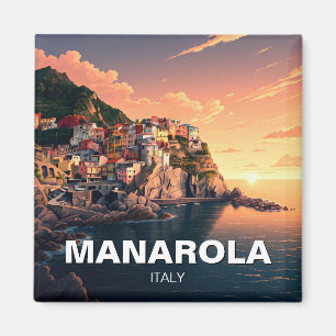 Manarola, Cinqua Terra watercolor Magnet