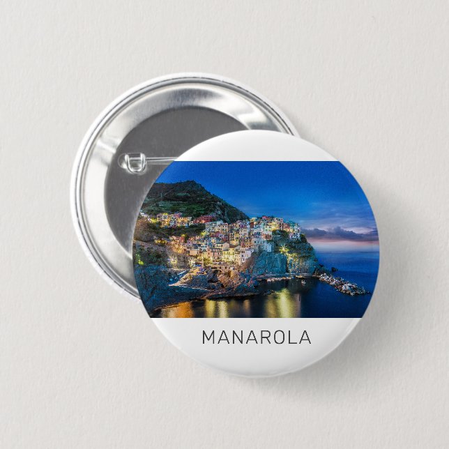 Manarola Cinque Terre La Spezia Italy Panorama 6 Cm Round Badge (Front & Back)