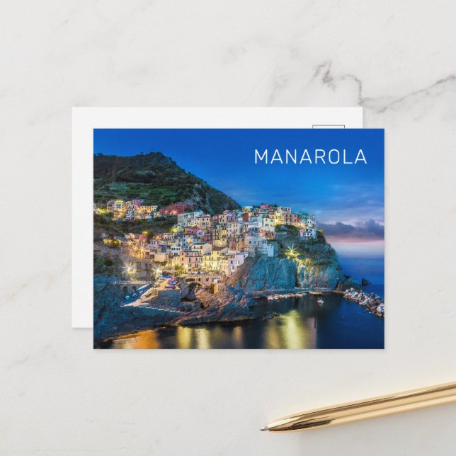 Manarola Cinque Terre La Spezia Italy Panorama Holiday Postcard (Front/Back In Situ)