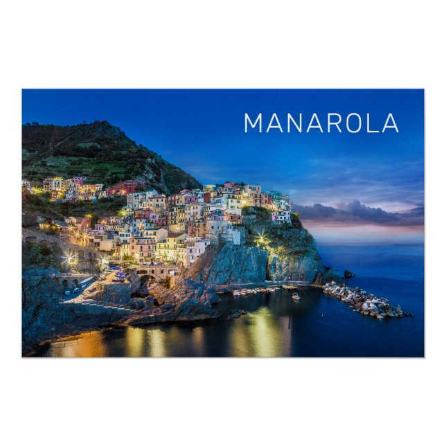 Manarola Cinque Terre La Spezia Italy Panorama Poster (Front)