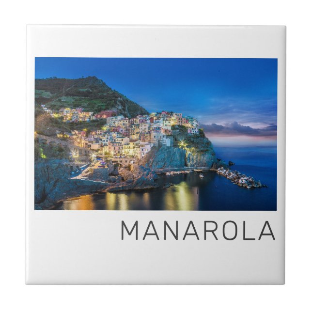 Manarola Cinque Terre La Spezia Italy Panorama Tile (Front)