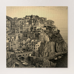 Manarola in Sepia Tones - Italy - 20x20 - 676 pcs. Jigsaw Puzzle