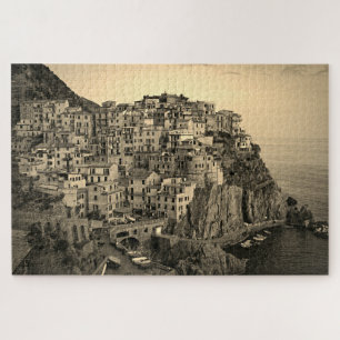 Manarola in Sepia Tones - Italy - 20x30 - 1014 pcs Jigsaw Puzzle