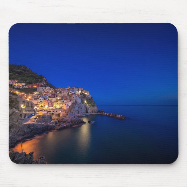 Manarola town in the Cinque Terre in the evening Mouse Mat (Front)