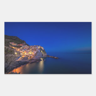 Manarola town in the Cinque Terre in the evening Rectangular Sticker
