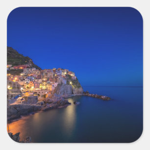 Manarola town in the Cinque Terre in the evening Square Sticker