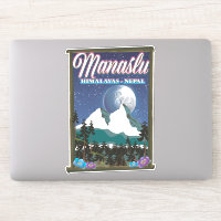 Manaslu Himalayas Nepal travel poster map