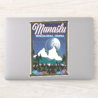 Manaslu Himalayas Nepal travel poster map