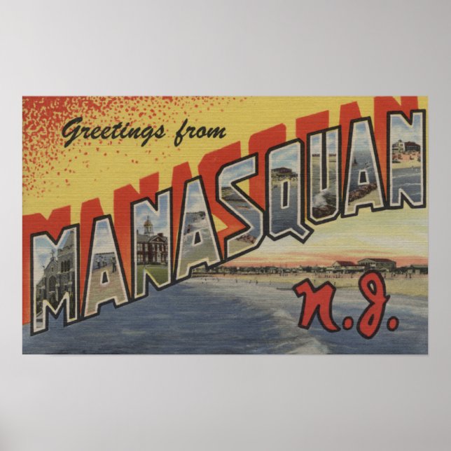 Manasquan, New Jersey - Large Letter Scenes Poster (Front)