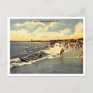 Manasquan NJ, Beach Scene 1954 Postcard