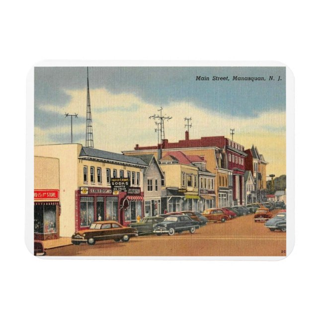 Manasquan NJ, Main St, Vintage Magnet (Horizontal)