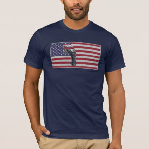Manatee American Flag on Navy Blue T-Shirt