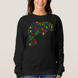 Manatee Animals Puzzle Pieces Autism Awareness Sweatshirt
