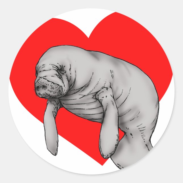 manatee art classic round sticker (Front)