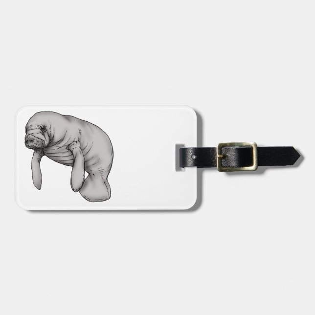 manatee art luggage tag (Front Horizontal)