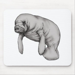 manatee art mouse mat