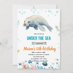 Manatee birthday party invitation