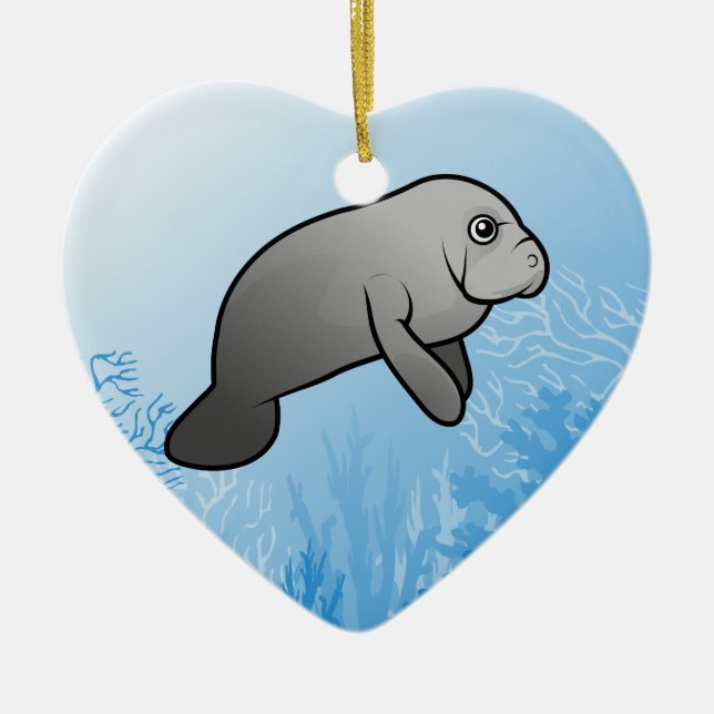 Manatee Ceramic Tree Decoration (Front)