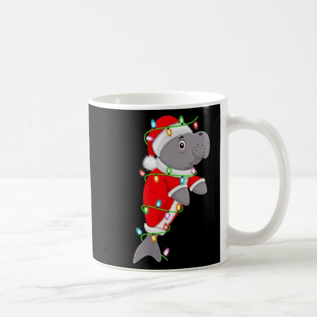 Manatee Christmas Lights Santa Costume Cute Animal Coffee Mug (Right)