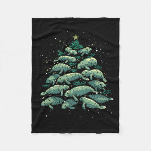 Manatee Christmas Tree Manatee Xmas Boys &amp; Wom Fleece Blanket