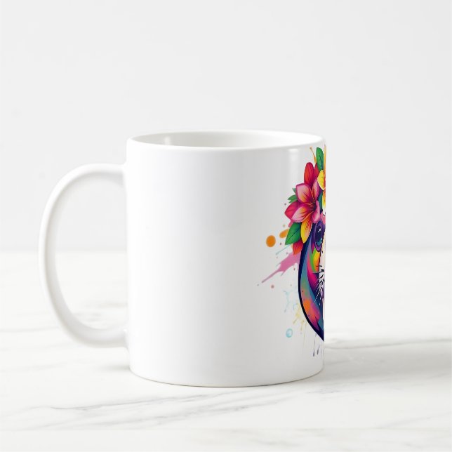 Manatee Dream: Tropical Flower Crown Tee Coffee Mug (Left)