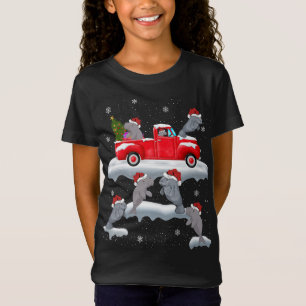 Manatee Driving Christmas Tree Red Truck Manatee C T-Shirt