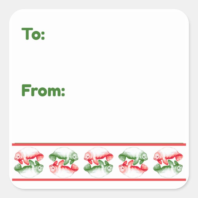 Manatee Holiday Square Sticker (Front)