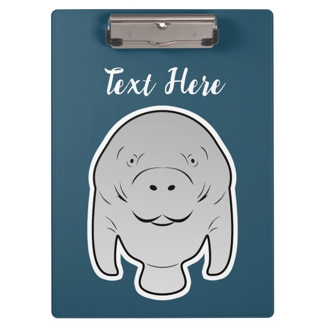 Manatee icon character toon illustration clipboard (Front)