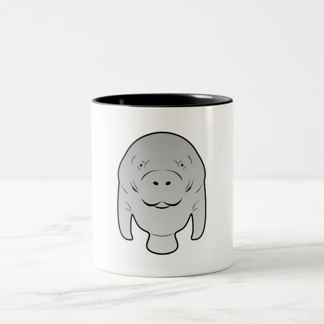 Manatee icon character toon illustration  Two-Tone coffee mug (Center)