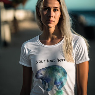 Manatee in blue and green customisable T-Shirt