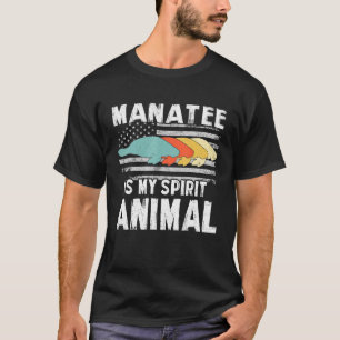 Manatee Is My Spririt Animal Vintage American Flag T-Shirt