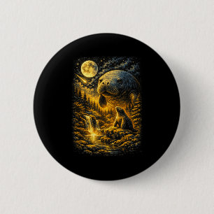 Manatee lover respect the locals sea manatee & 6 cm round badge