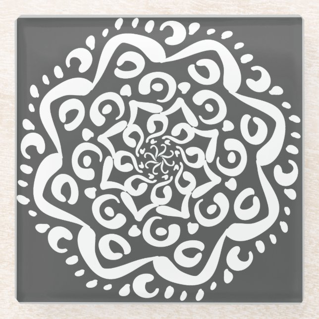 Manatee Mandala Glass Coaster (Front)