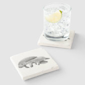 Manatee Mother with Calf Stone Coaster (Side)