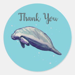 Manatee Party Thank You Stickers