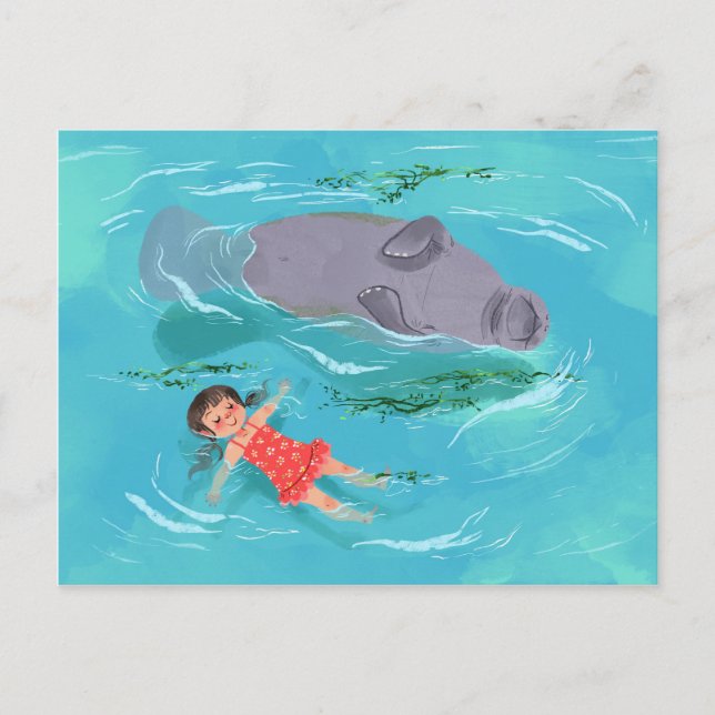 Manatee play time postcard (Front)