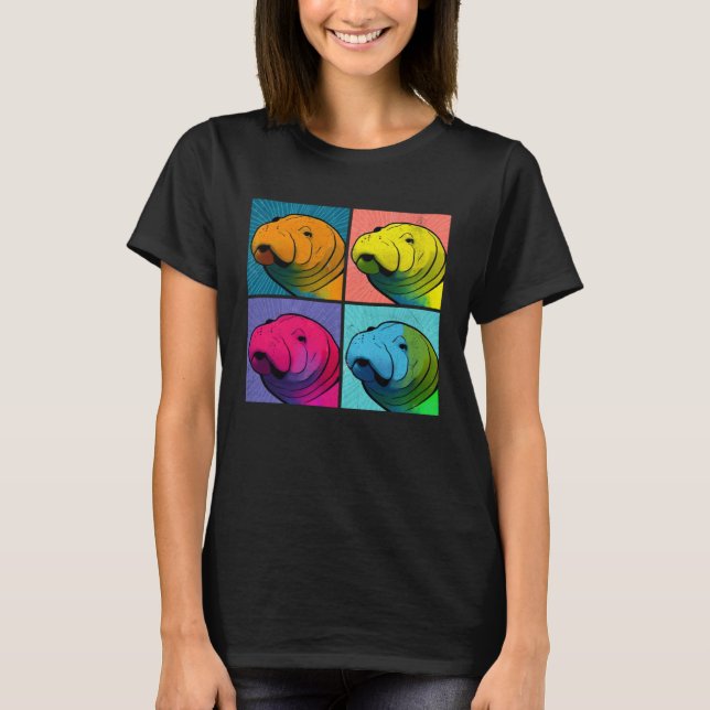 Manatee Pop Illustration Colorful Animal Women T-Shirt (Front)