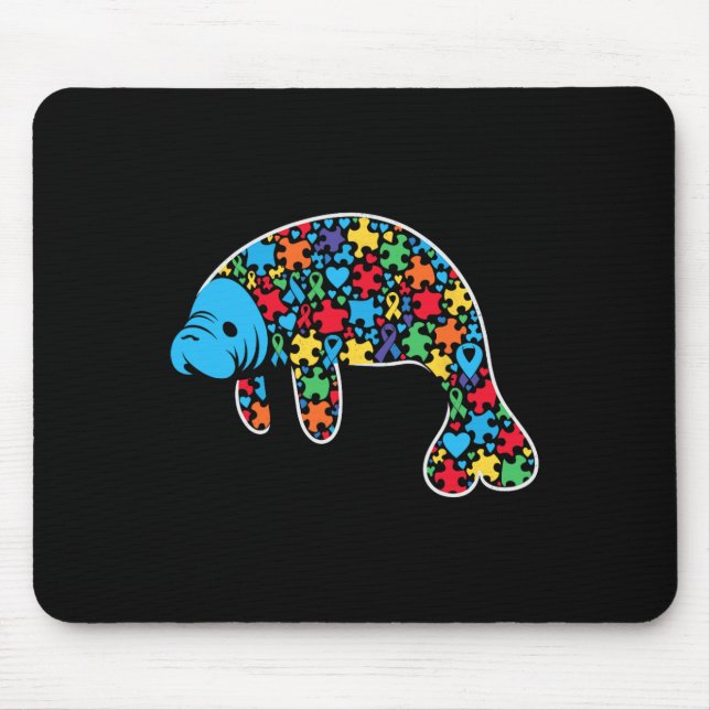 Manatee Puzzle Autism Awareness Autistic Womens Me Mouse Mat (Front)
