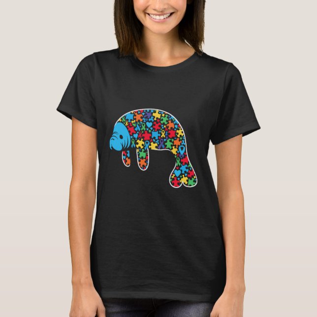 Manatee Puzzle Autism Awareness Autistic Womens Me T-Shirt (Front)