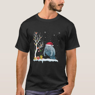 Manatee Santa Hat Festive Tree Light Christmas Paj T-Shirt