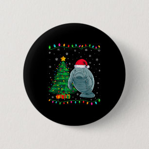 Manatee Santa Hat Men Women Kids Christmas Tree Li 6 Cm Round Badge
