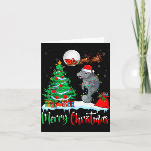 Manatee Santa Hat Xmas Tree Merry Christmas Manate Card